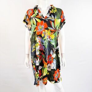 C&C California Floral Shirt Dress Size L Casual Tropical Colorful Beach Vacation
